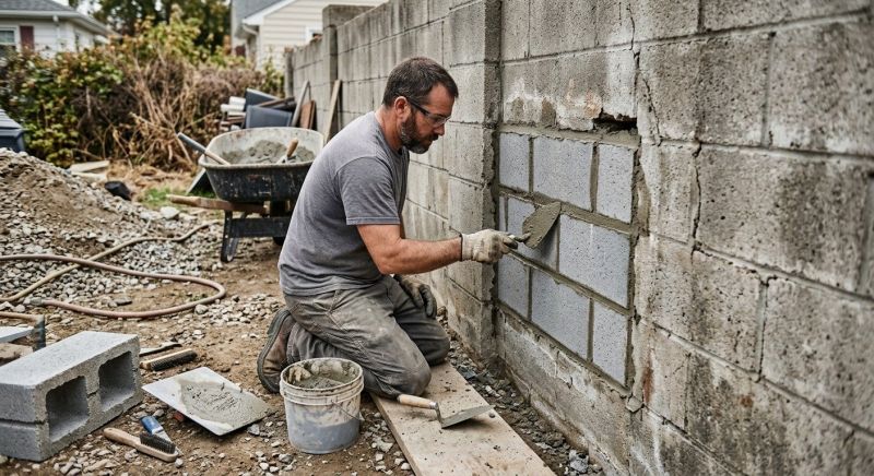Cinder Block Wall Repair in Del Mar, CA