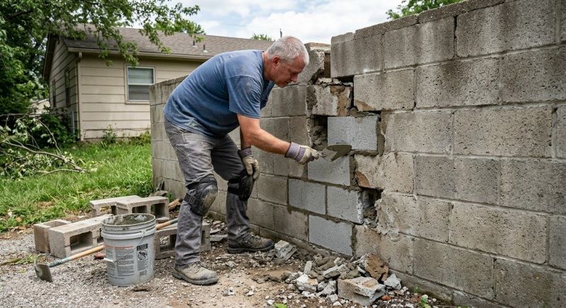 Cinder Block Wall Repair in Pala, CA
