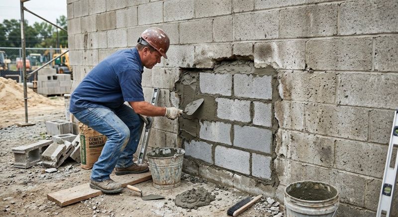 Cinder Block Wall Repair in Ramona, CA